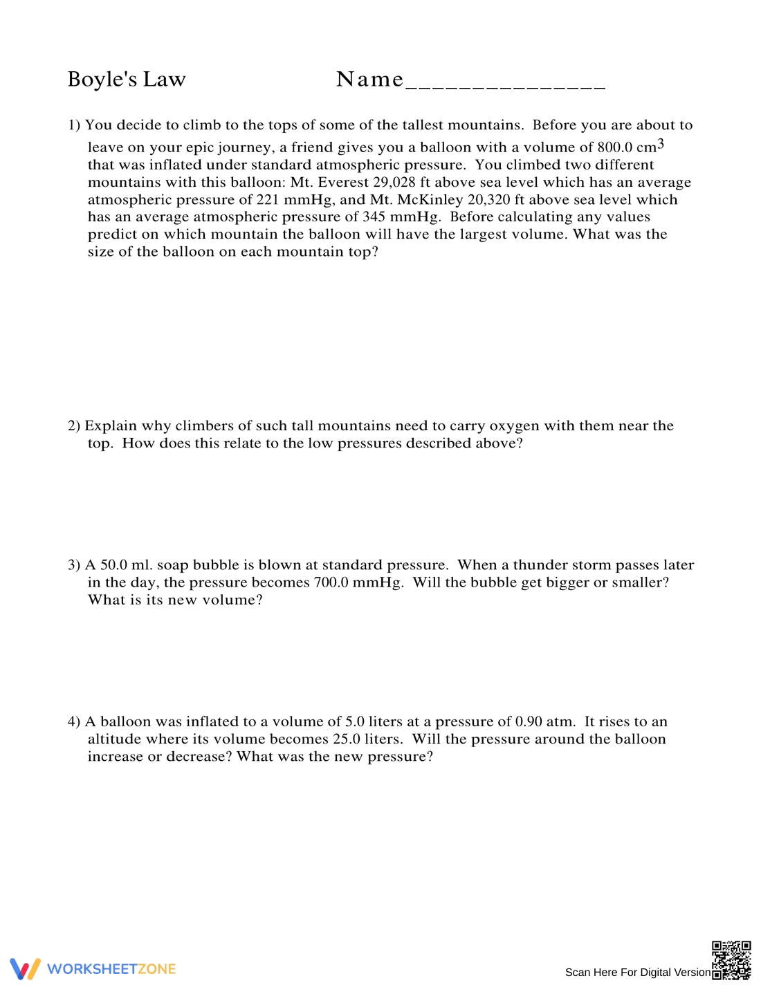 Understanding Boyle's Law: A Chemistry Worksheet - Page 1
