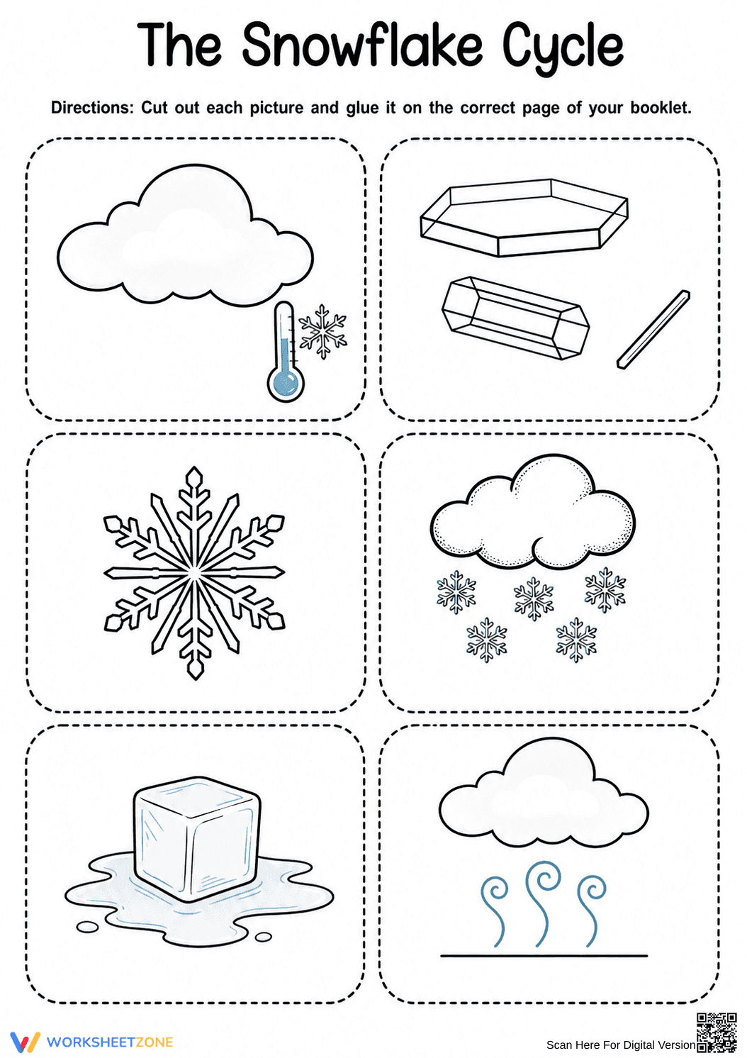 Grade 2 Snowflake Cycle — Printable No-Prep Worksheet - Page 1