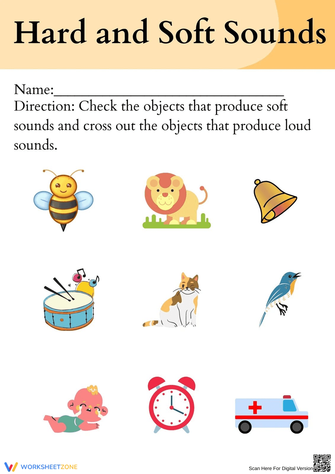Loud and Soft Sounds Worksheet | Essential Grade 2 Science - Page 1