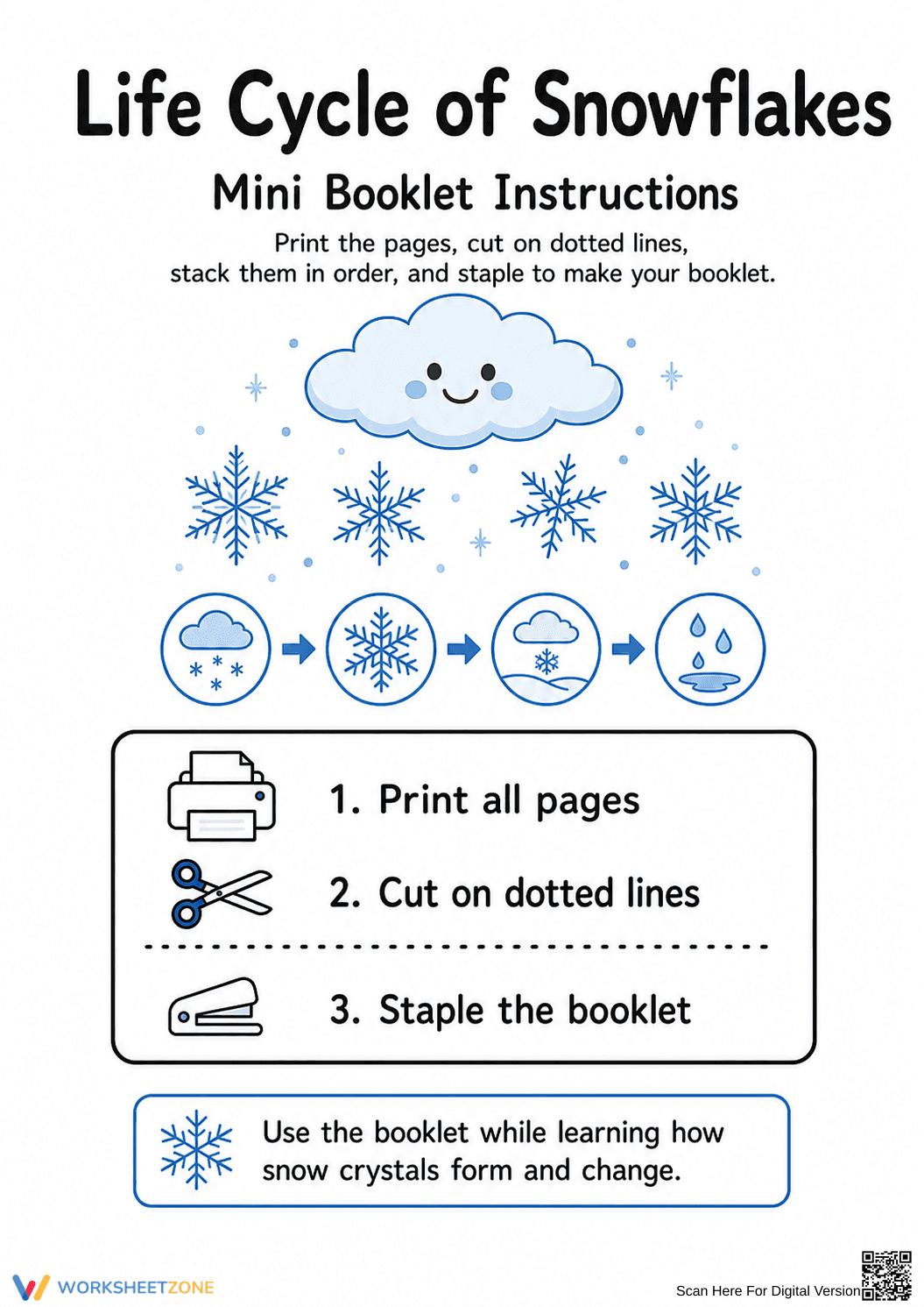 Life Cycle of Snowflakes Printable Booklet | Grade 2-5 - Page 1