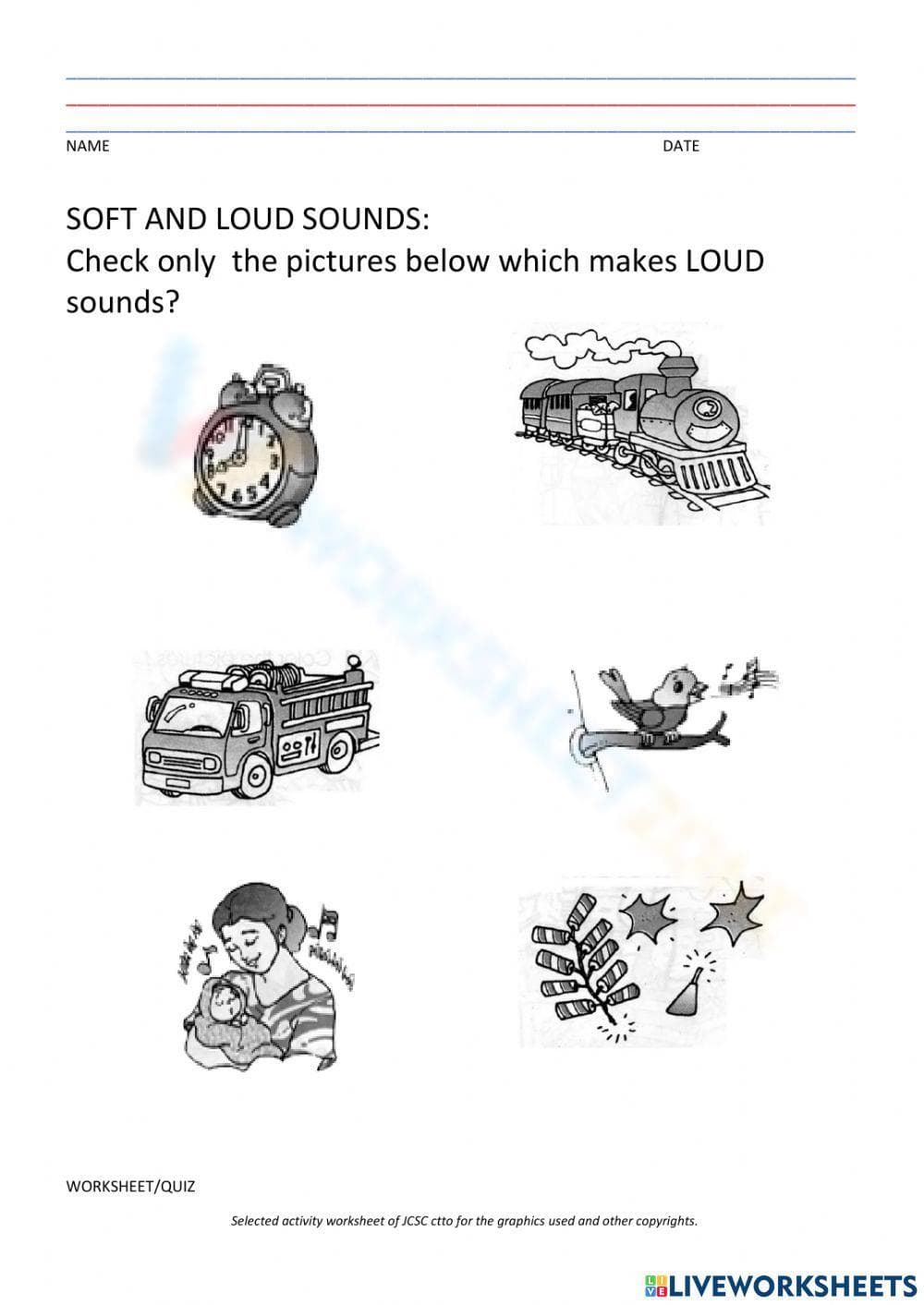 Sound Exploration: Worksheet on Soft and Loud Sounds - Page 1