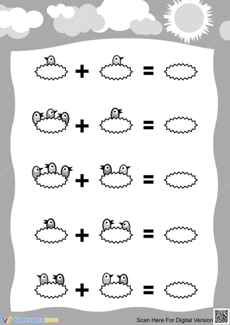 Addition Coloring Worksheet Activity - Page 1