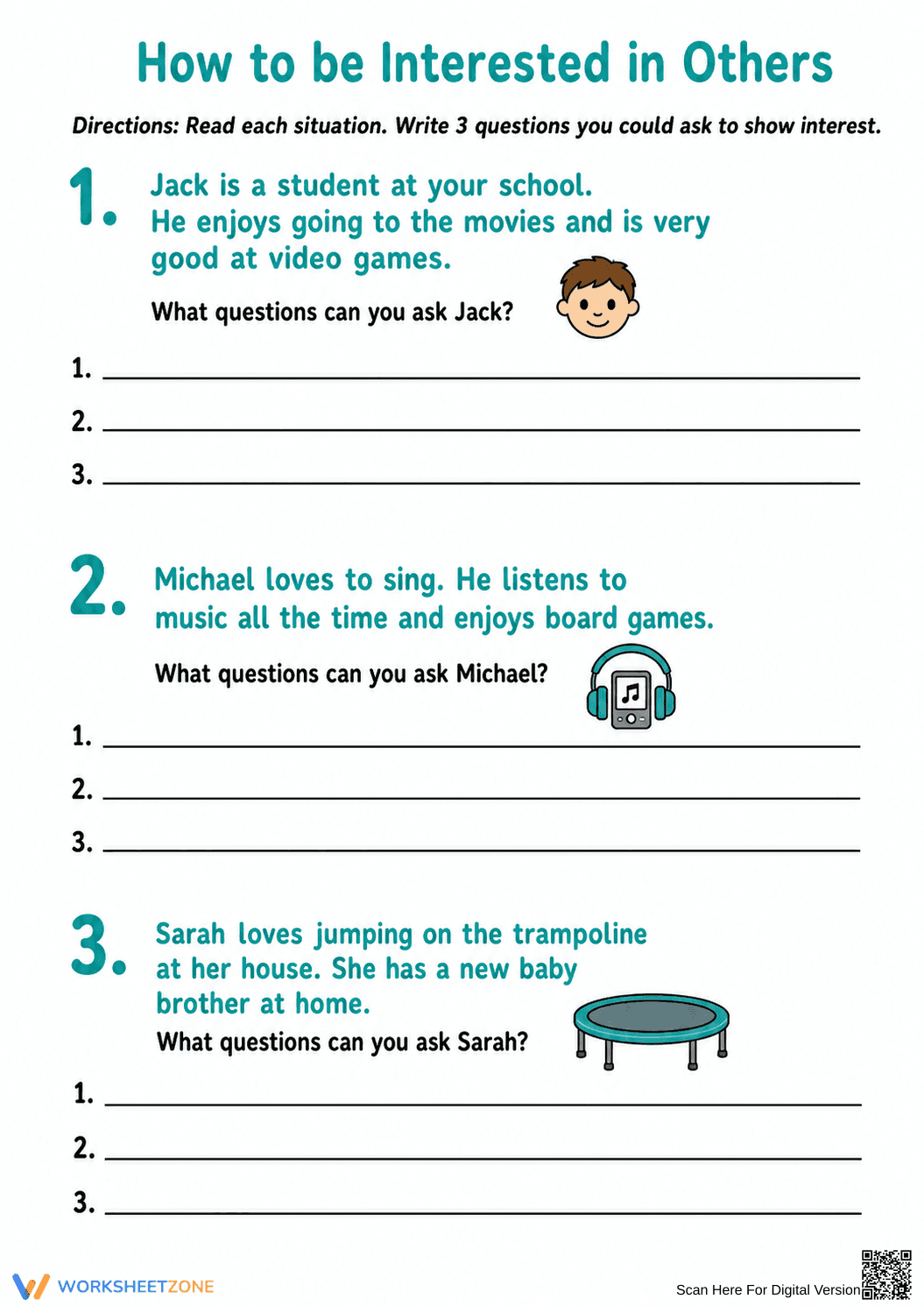 Essential Social Skills: Interested in Others Worksheet - Page 1