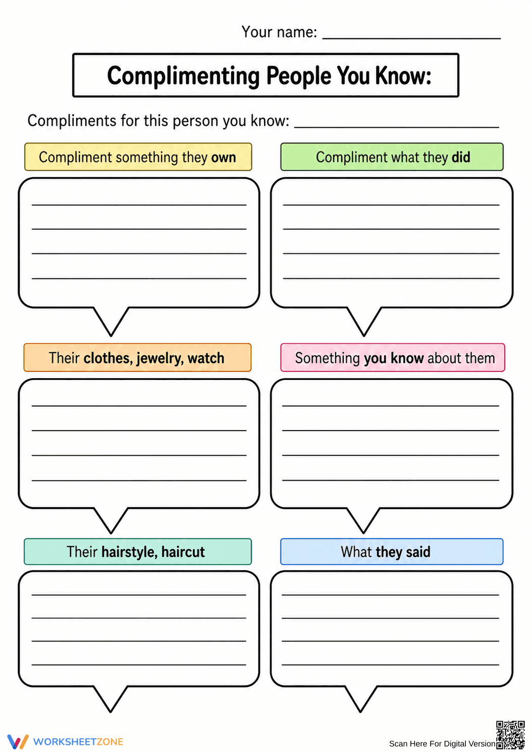 Grade 8 Giving Compliments — Printable No-Prep Worksheet - Page 1