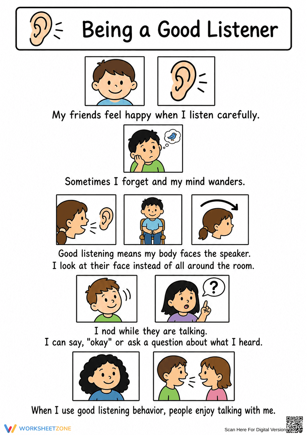 Being a Good Listener | Essential Grade 1 Social Skills - Page 1