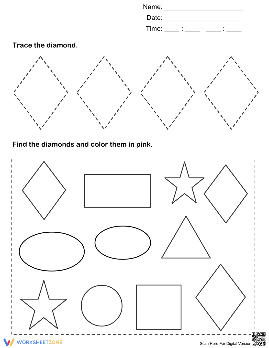 Trace Diamonds and Color Them - Page 1