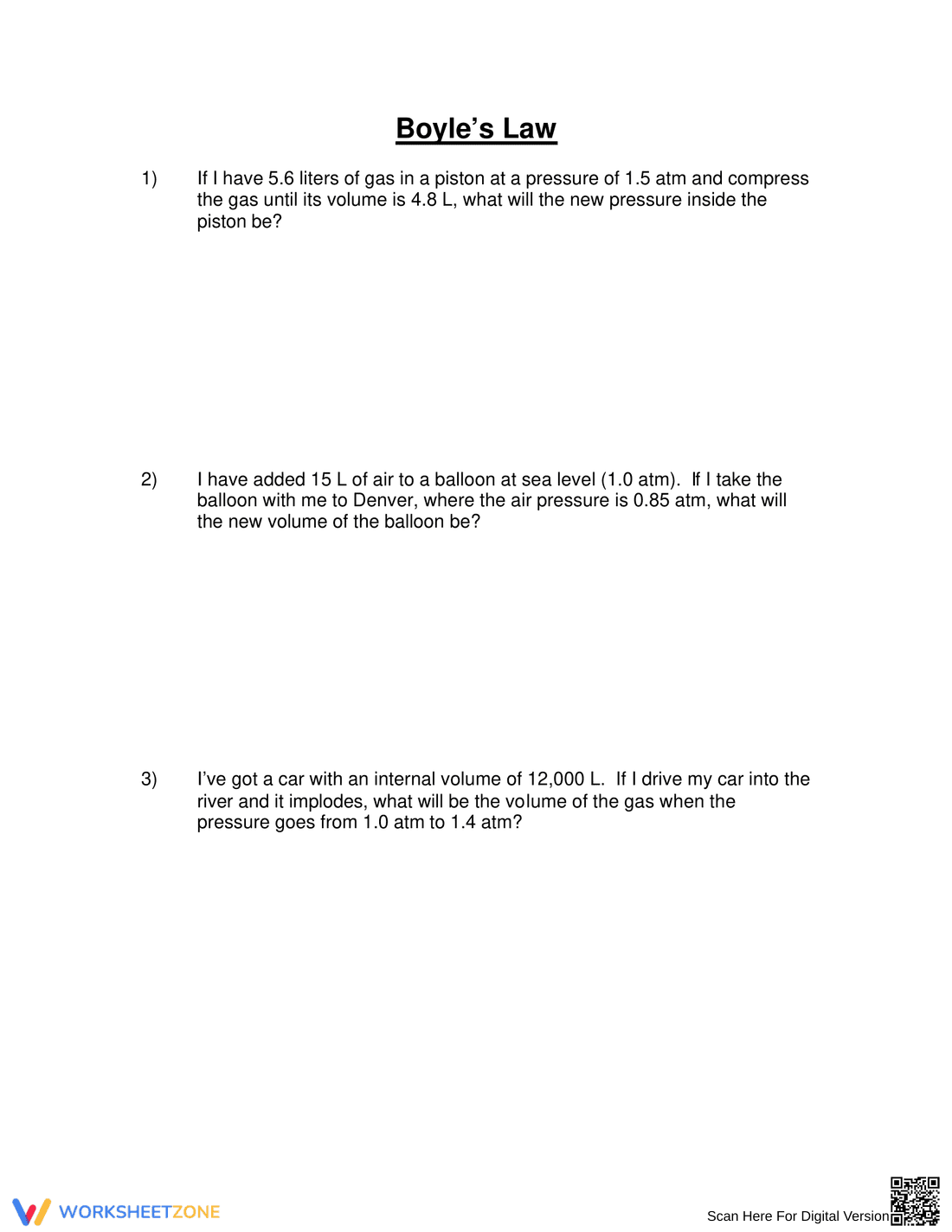 Practice Boyle's Law with This Worksheet - Page 1