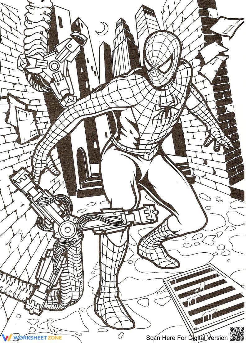 Spiderman Coloring Page | Printable Kindergarten Worksheet - Page 1