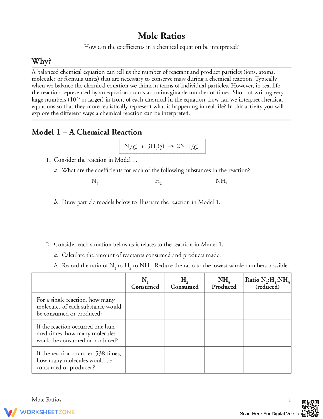 Practice with Mole Ratios - Page 1