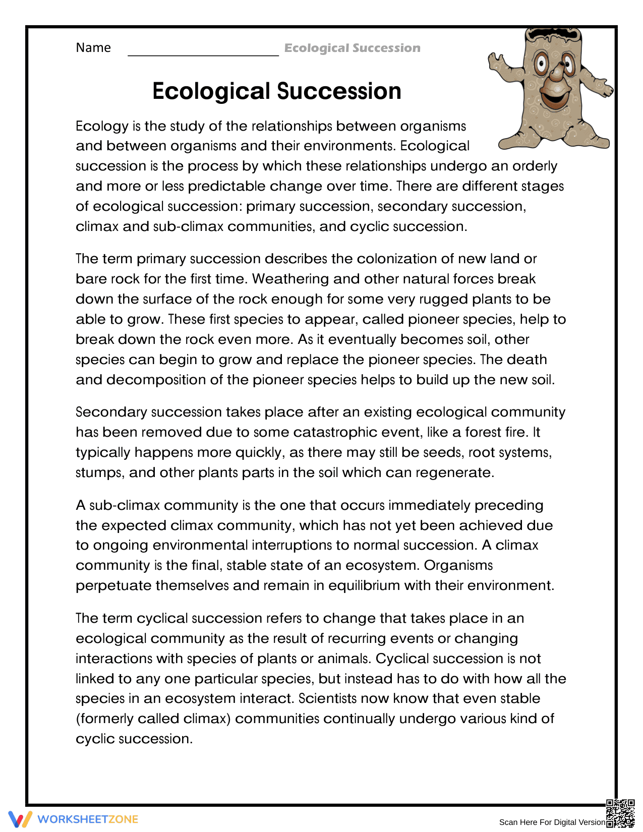 Ecological Succession Printable | Grade 5 Science - Page 1