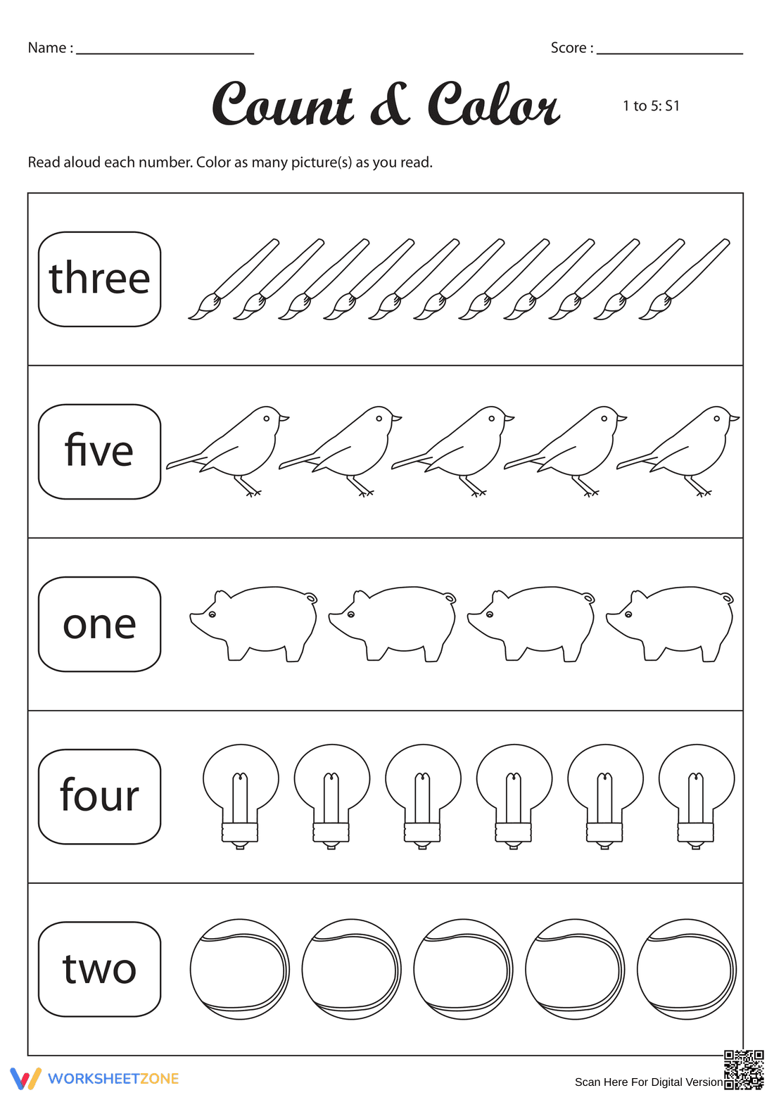 Count and Color Activity - Page 1