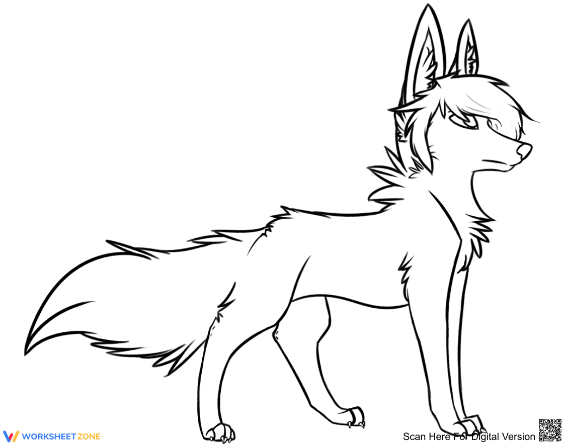 Stylish Wolf: Modern Art Worksheet - Page 1