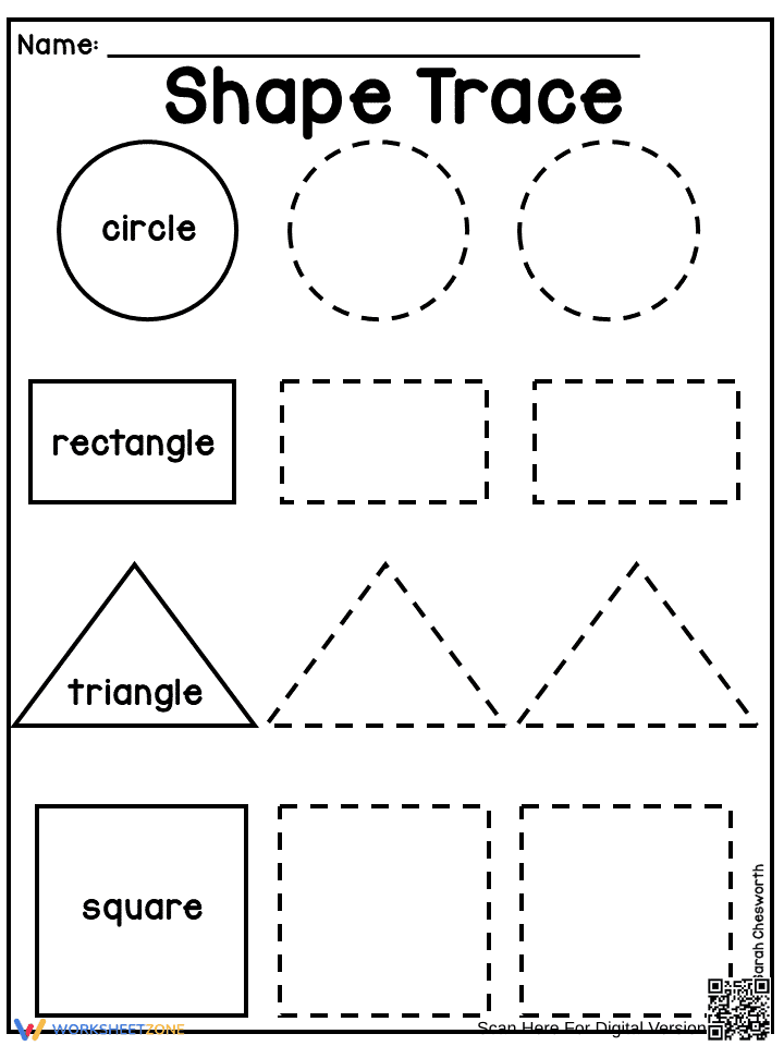 Shape Trace: Improve Skills Worksheet - Page 1