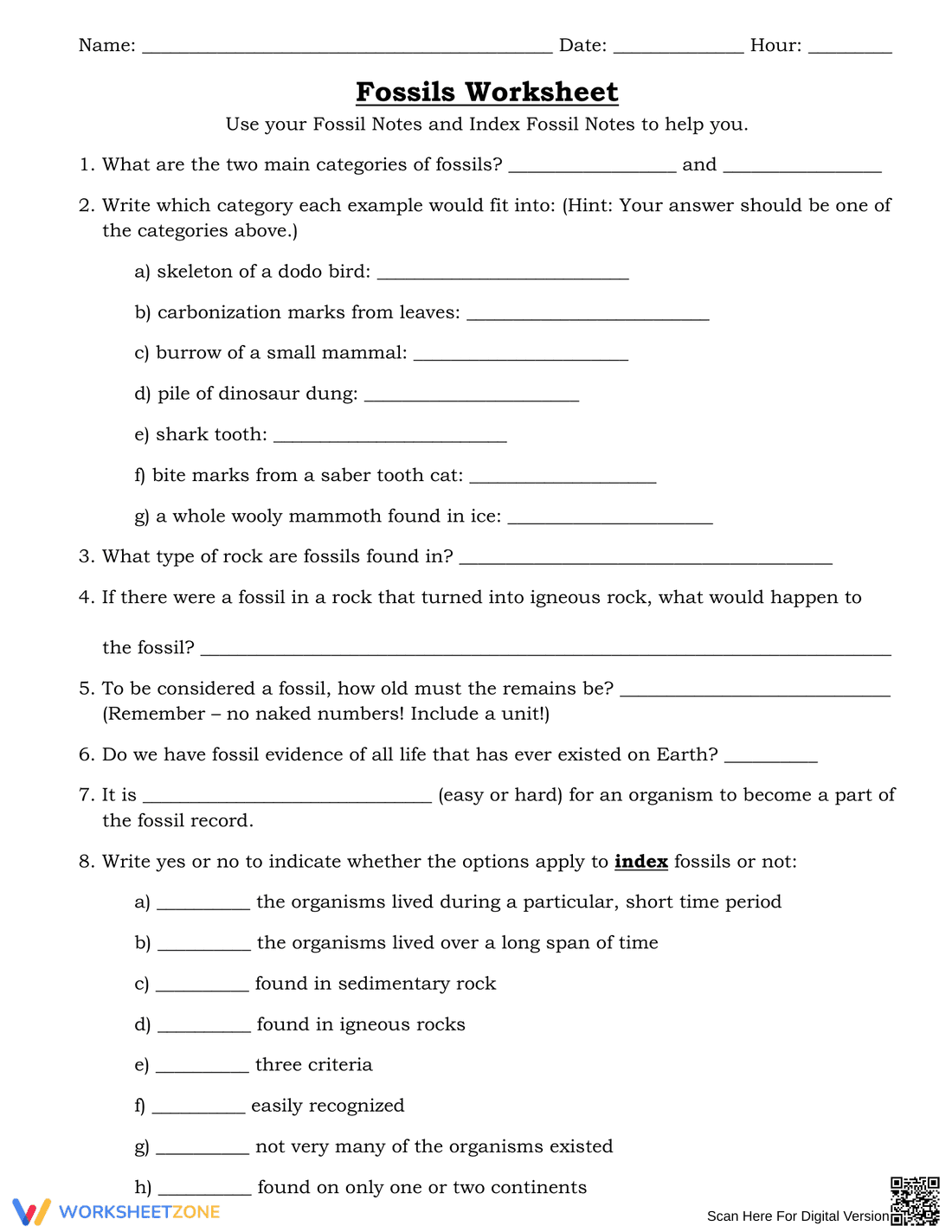 Explore Fossils with this Engaging Worksheet - Page 1