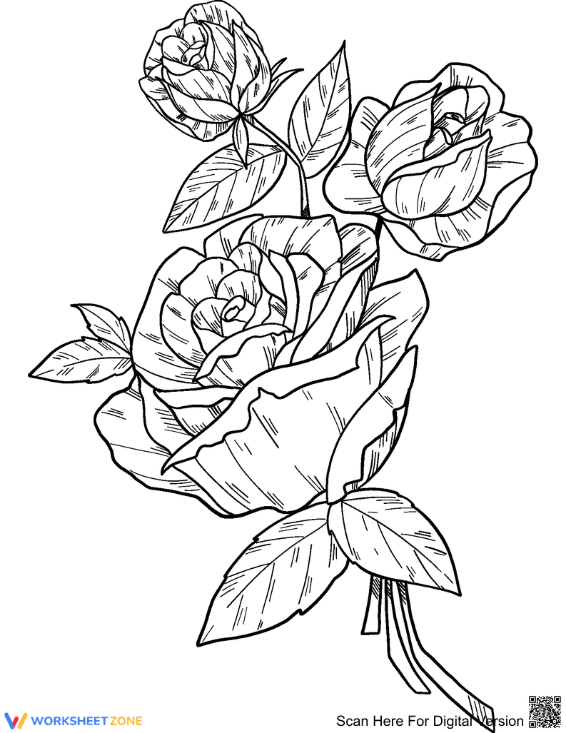 Roses Coloring Page - Page 1