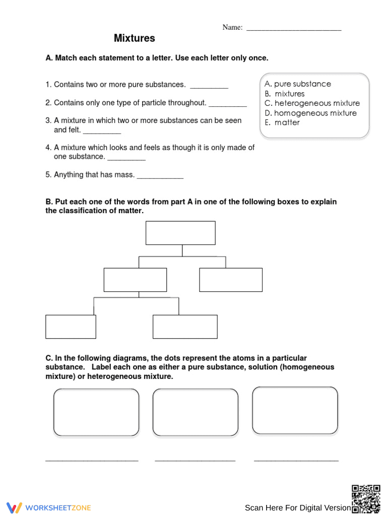 Exploring Mixtures Worksheet - Page 1