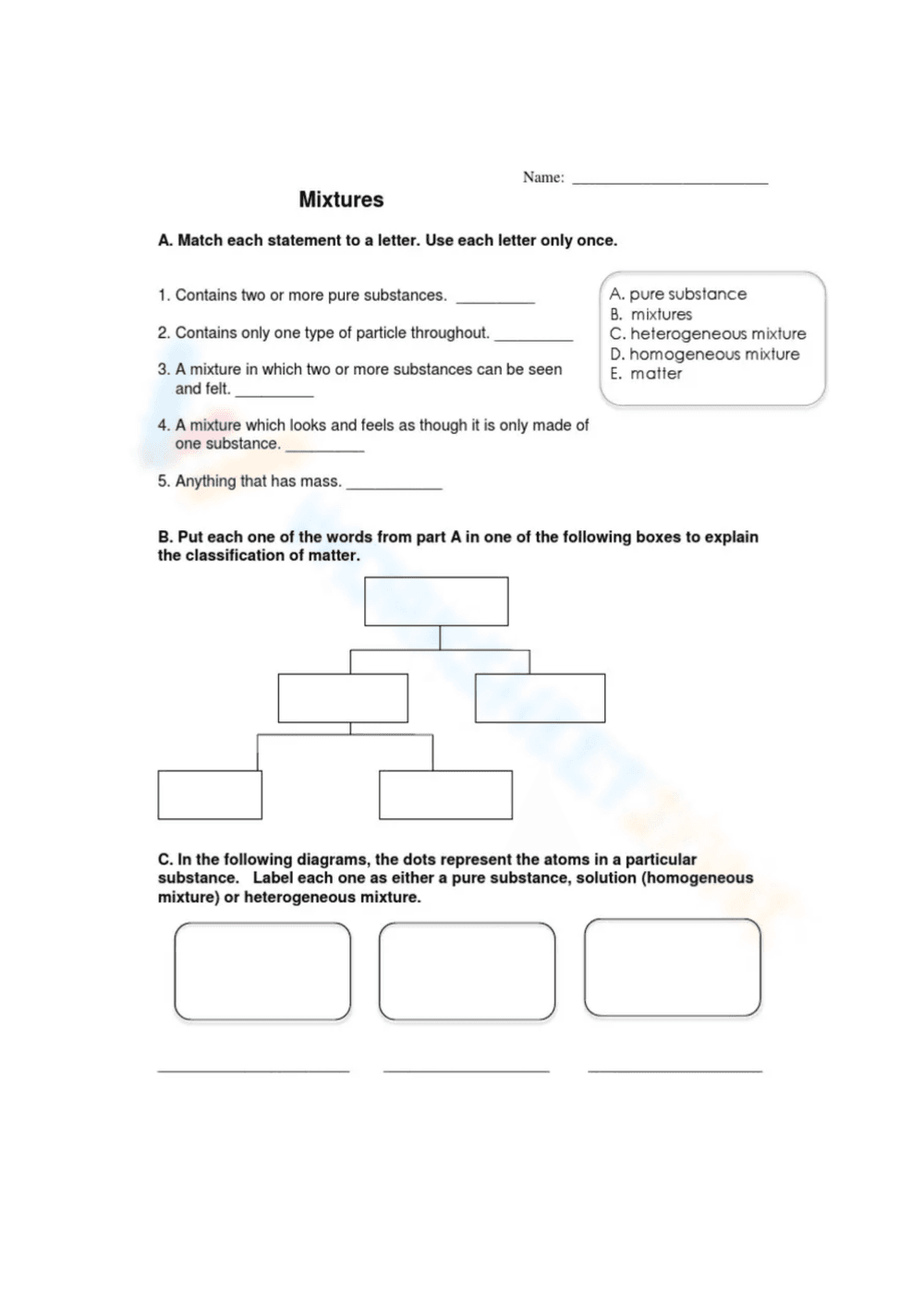 Exploring Mixtures Worksheet - Page 1