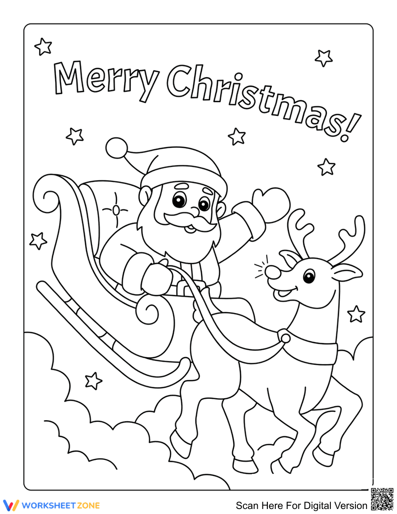 Merry Christmas Santa Coloring Page - Page 1