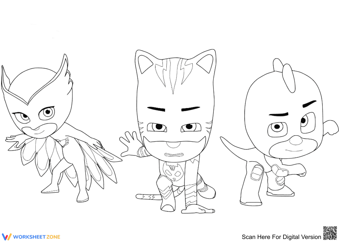 PJ Masks Coloring Worksheet | Essential Grade K-2 Art - Page 1