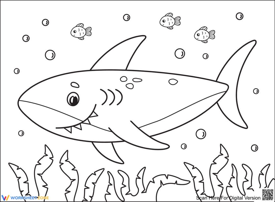 Fun Shark Coloring Page - Page 1
