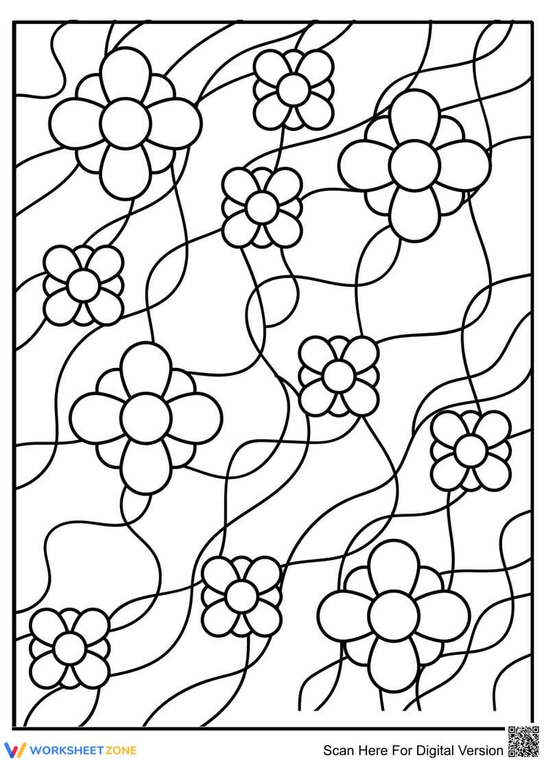 Trippy Flower Coloring Page | Printable Grade K-5 Art - Page 1