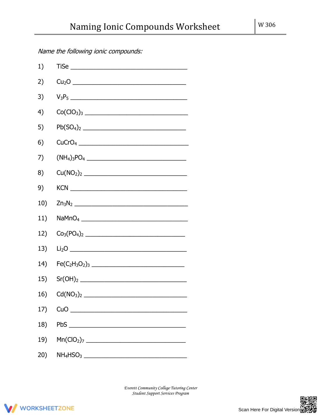 Grades 9-12 Ionic Compounds — Printable No-Prep Worksheet - Page 1