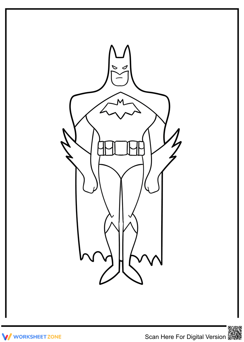 Smiling Batman: A Fun Coloring Page for Kids - Page 1