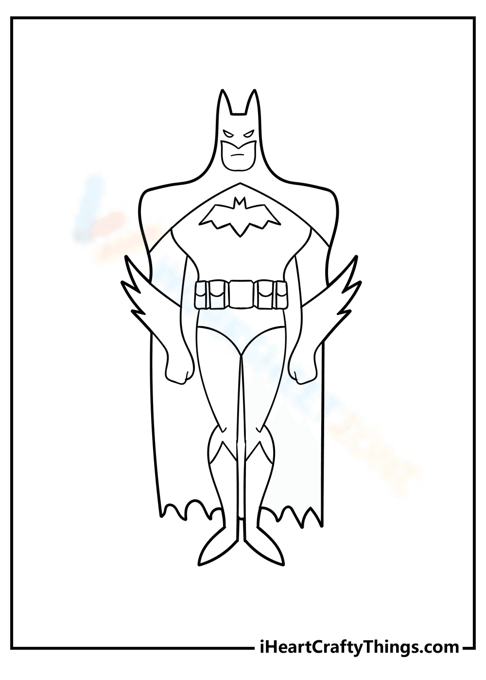 Smiling Batman: A Fun Coloring Page for Kids - Page 1