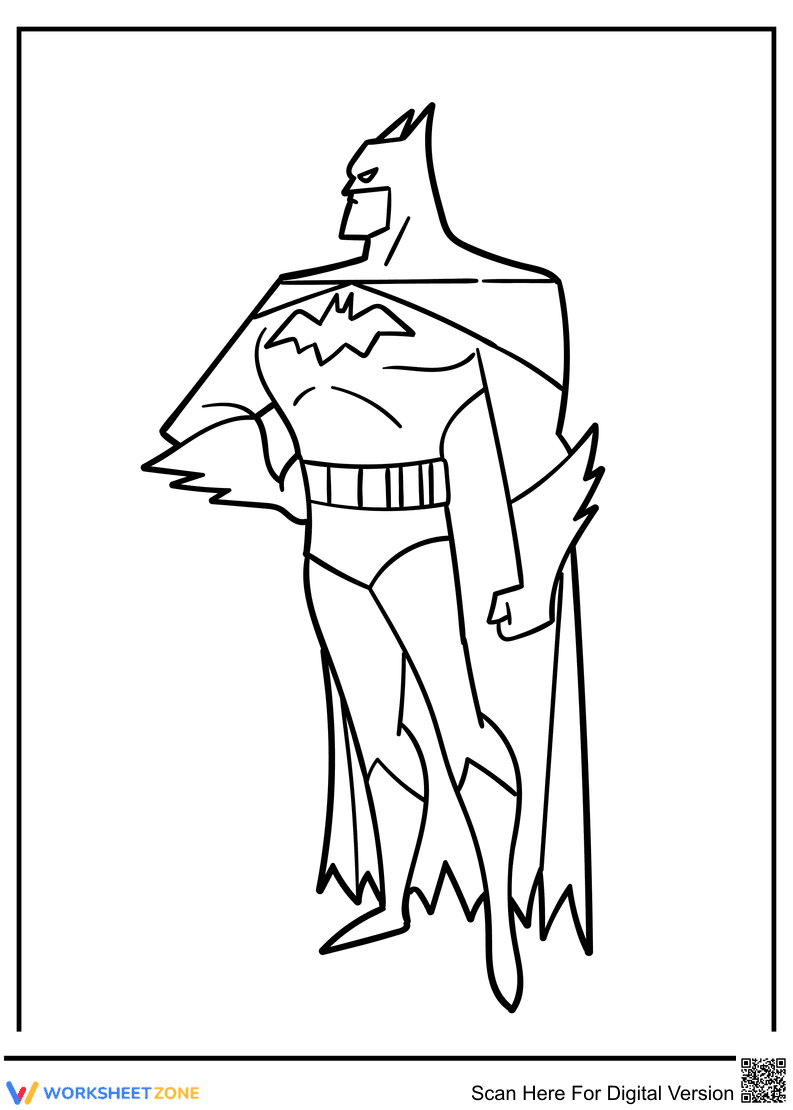 Quiet Batman: Relaxing Coloring Page for Kids - Page 1
