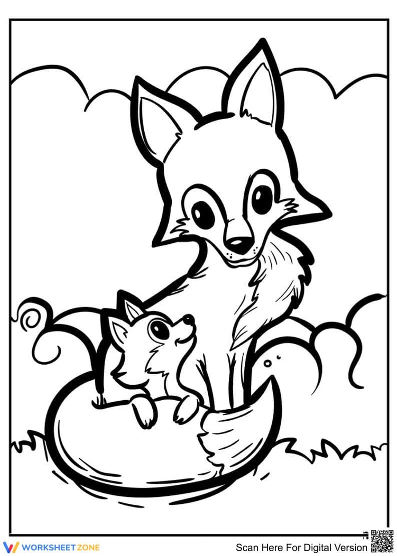 Pup and Vixen: Delightful Coloring Page Activity - Page 1