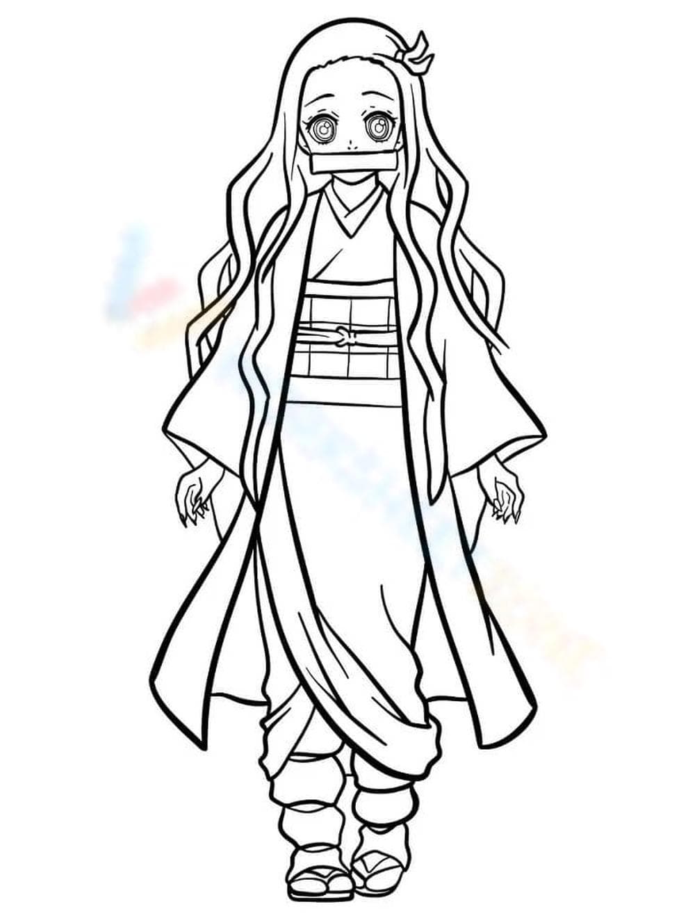 Nezuko Kamado: Demon Slayer Coloring Page Fun - Page 1