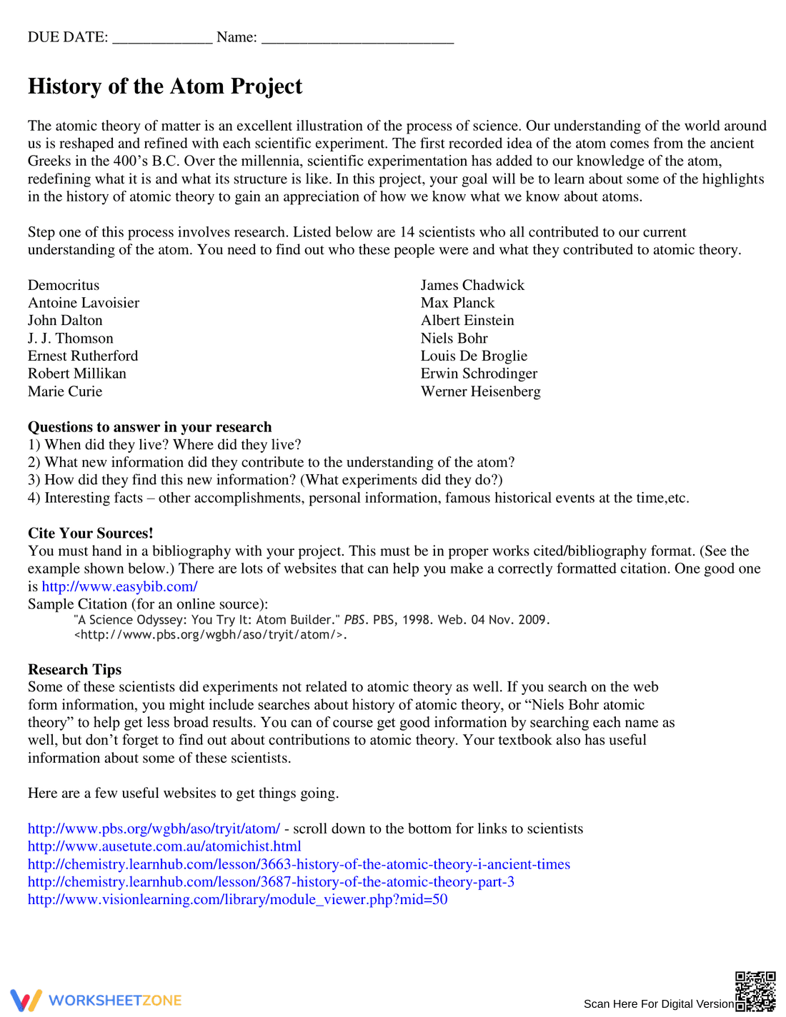 WHST.9-10.7 Guide: History of Atoms — Grade 10 Aligned - Page 1