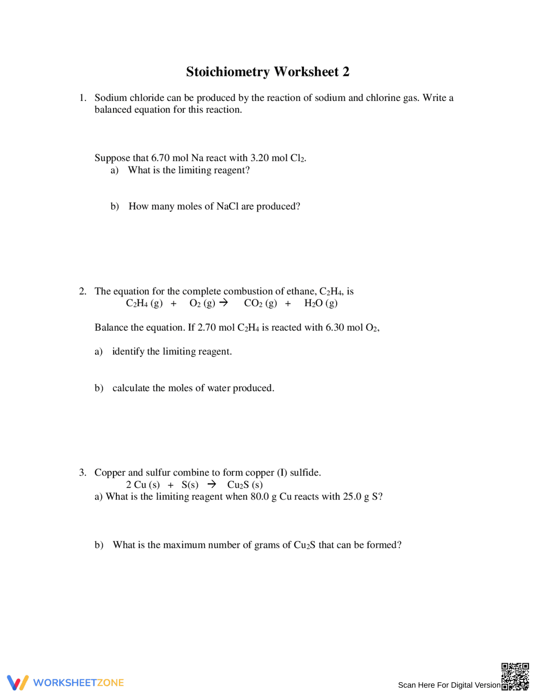 Stoichiometry Worksheet 4: Practice & Application - Page 1