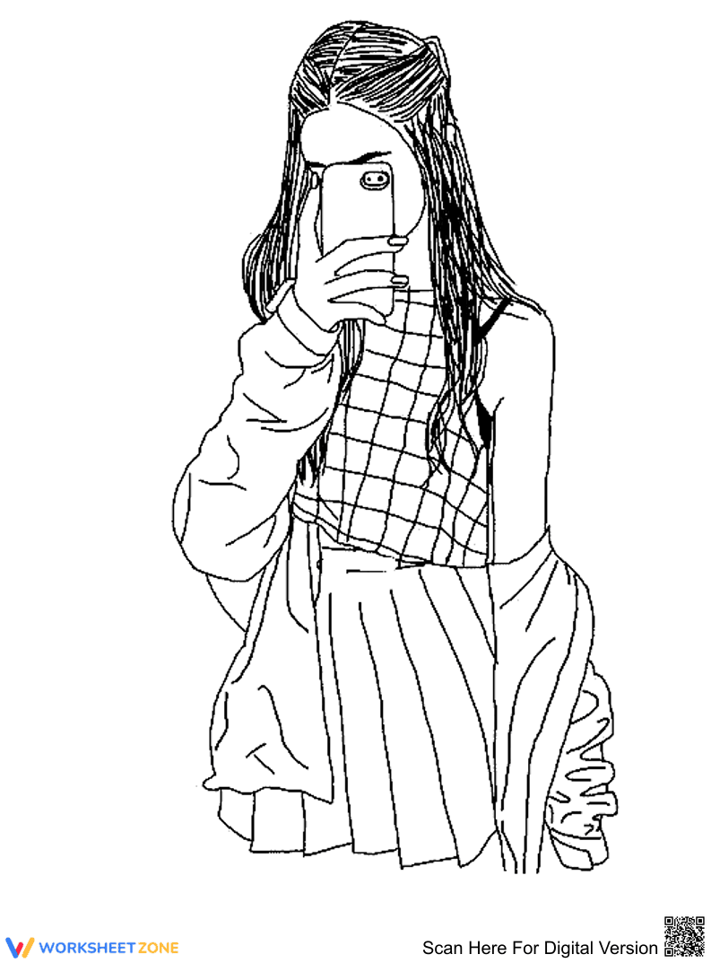 Printable Aesthetic Girl Coloring Page | Grades K-5 - Page 1