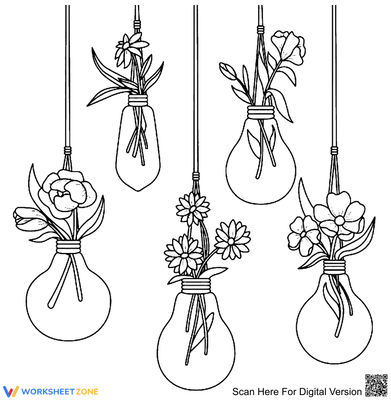 Aesthetic Flowers Coloring Page | Essential K-5 Art - Page 1