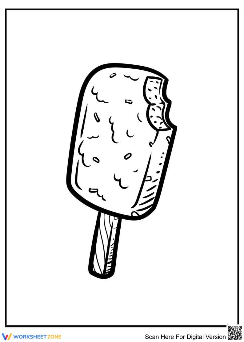 Big Bite Ice Cream Worksheet: Coloring Activity - Page 1
