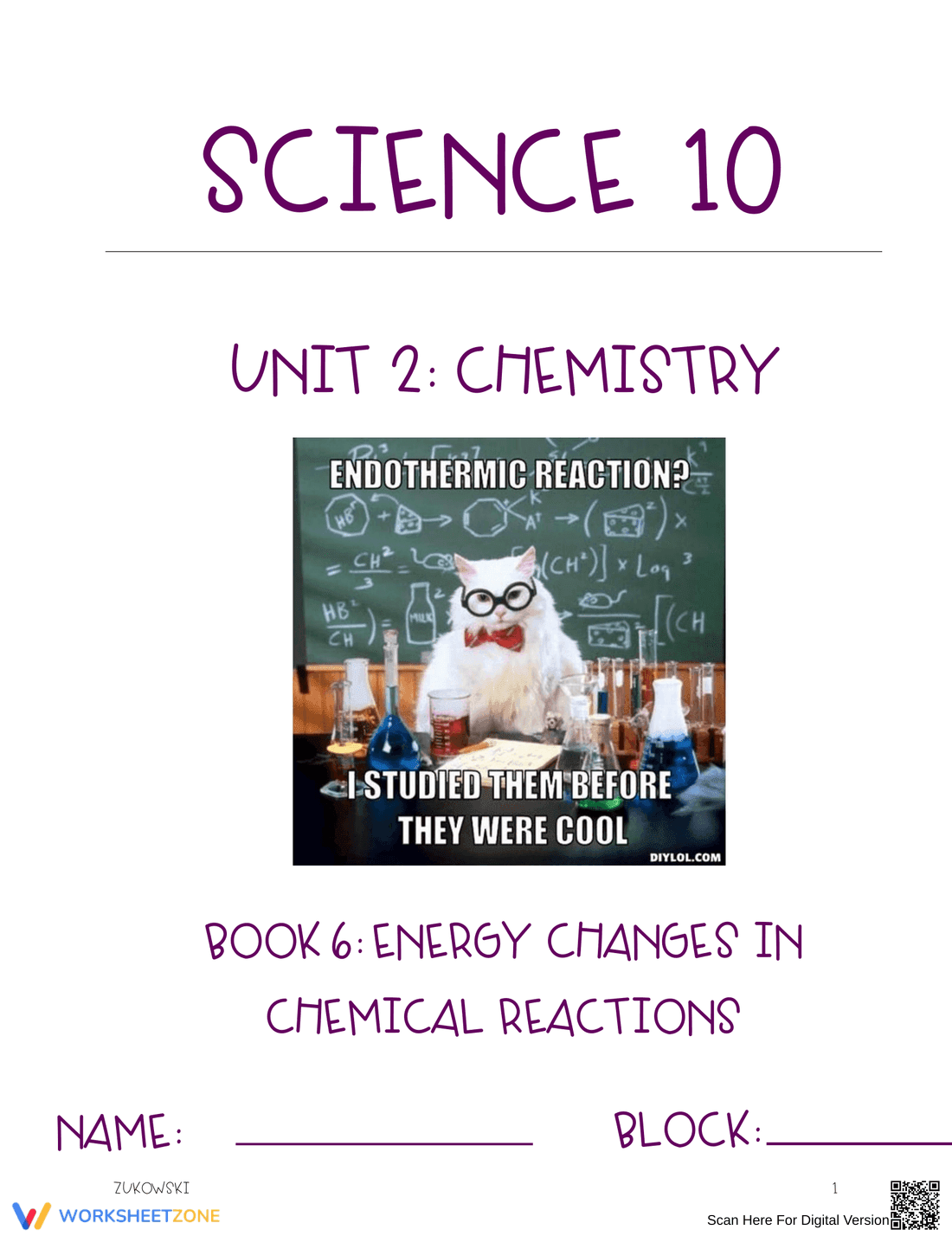 Endothermic and Exothermic Worksheet 2: Chemistry - Page 1