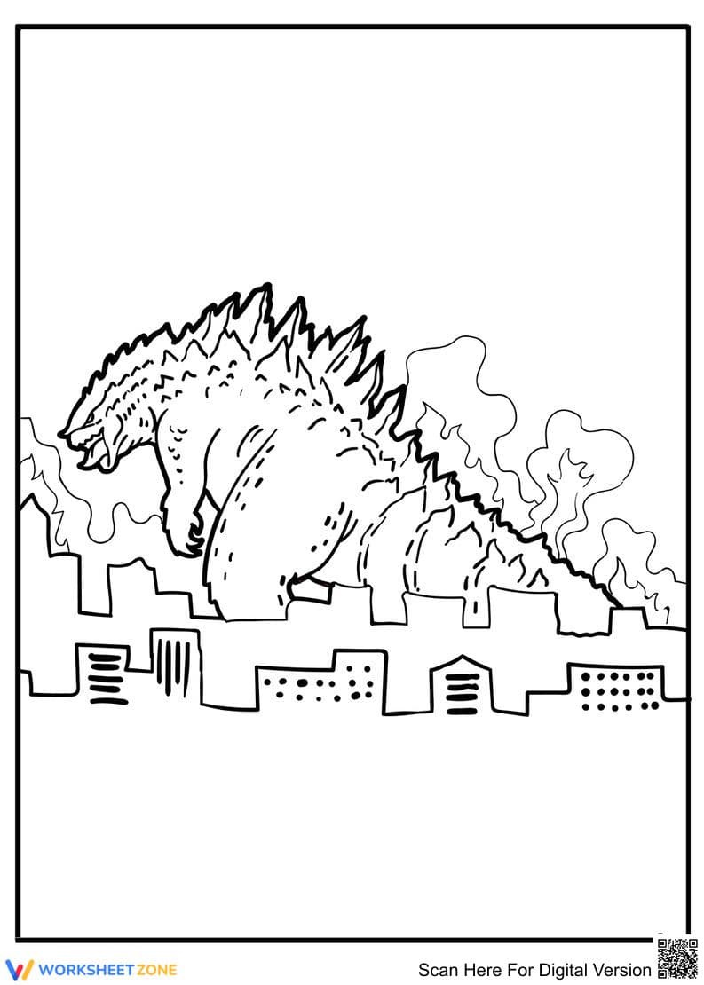 Godzilla with Crocodile Spikes Coloring Page - Page 1