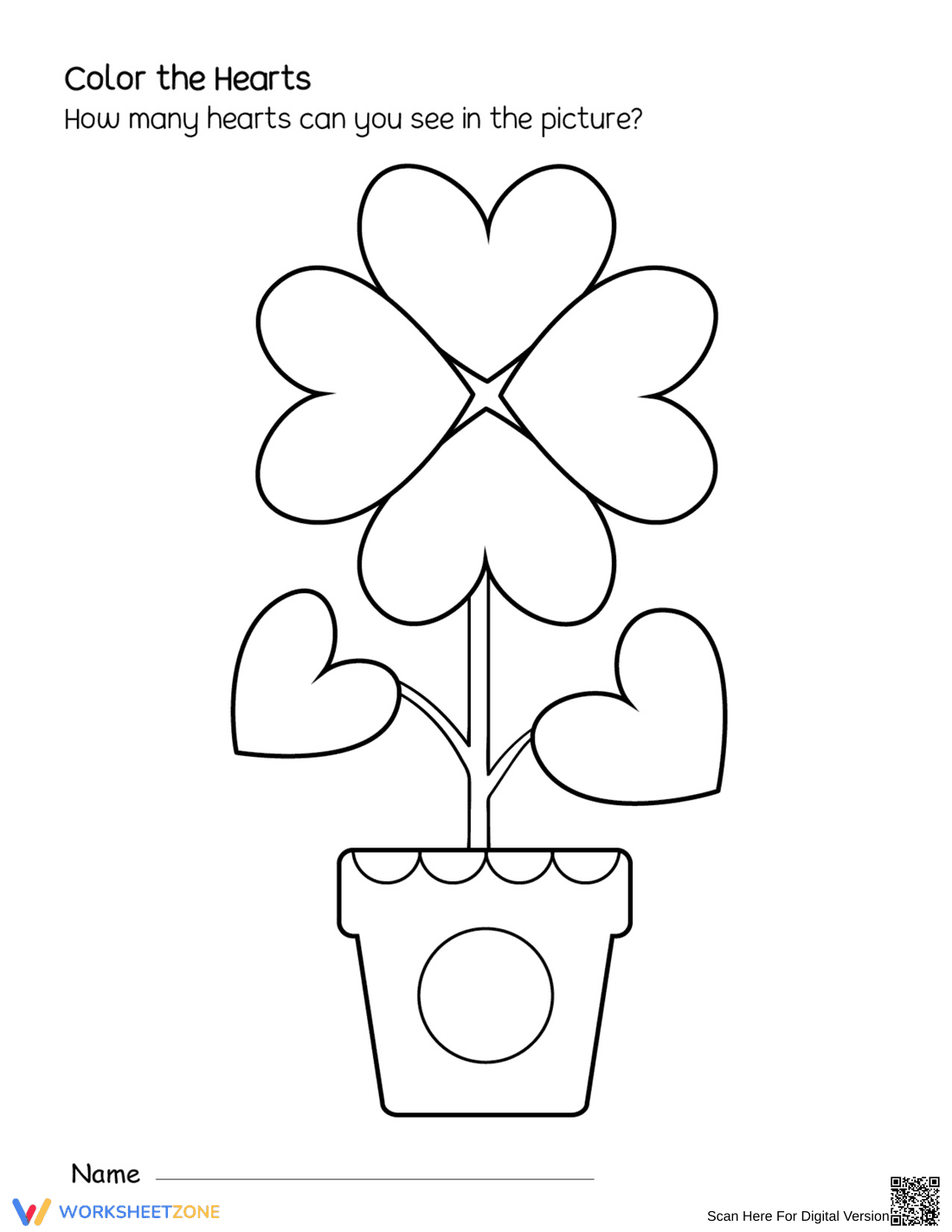 Color the Hearts Worksheet - Page 1