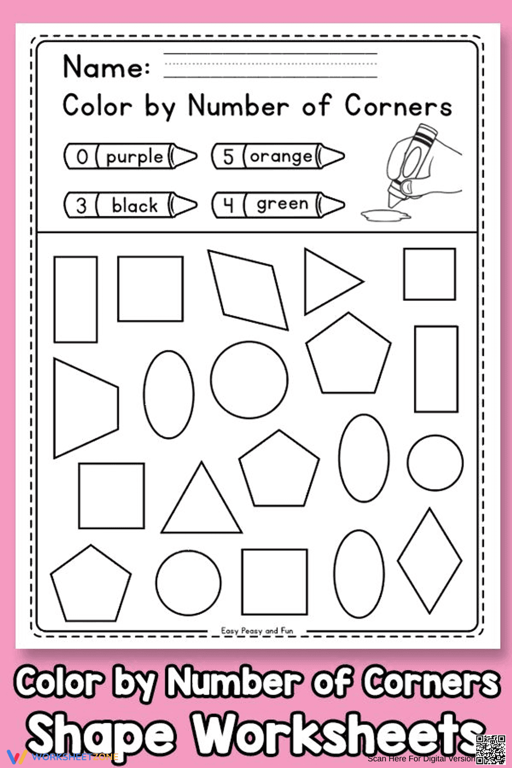 Color by Number of Corners Worksheet - Page 1