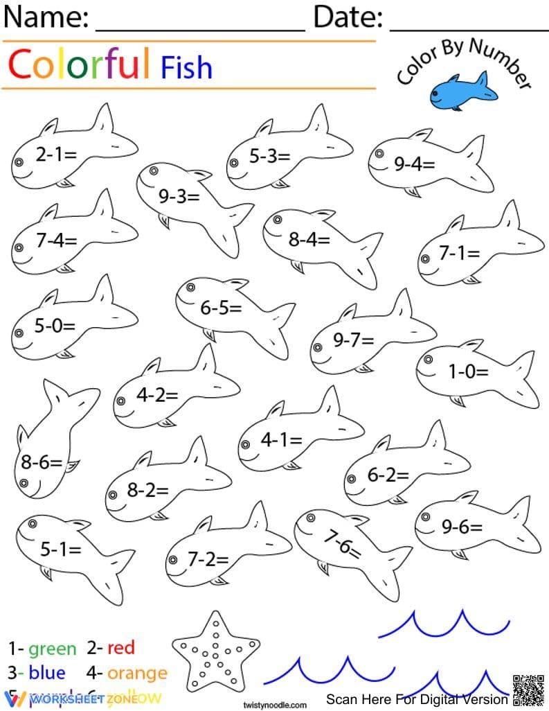 Colorful Fish Coloring Page - Page 1