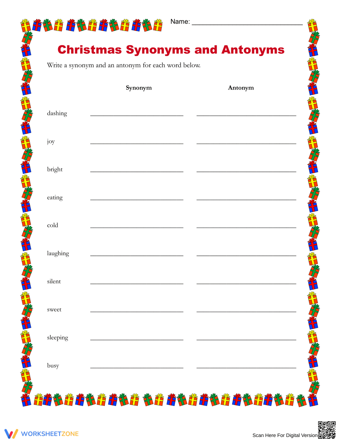 Printable Synonyms and Antonyms Worksheet | Grade 4 - Page 1