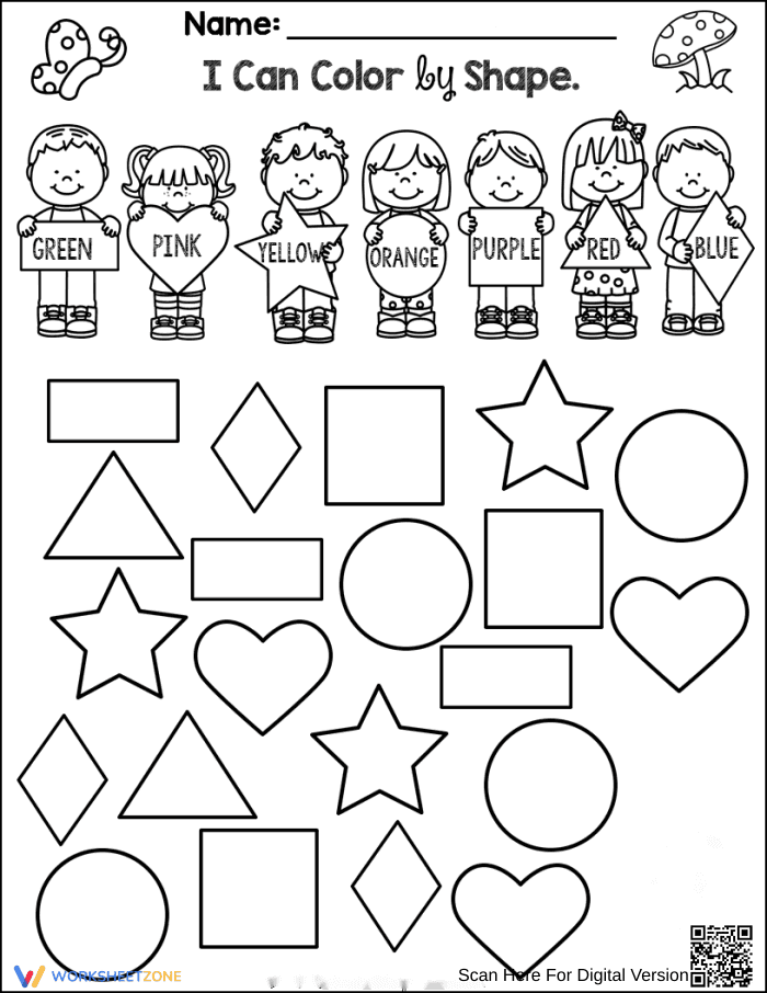 Color by Shapes Worksheet - Page 1