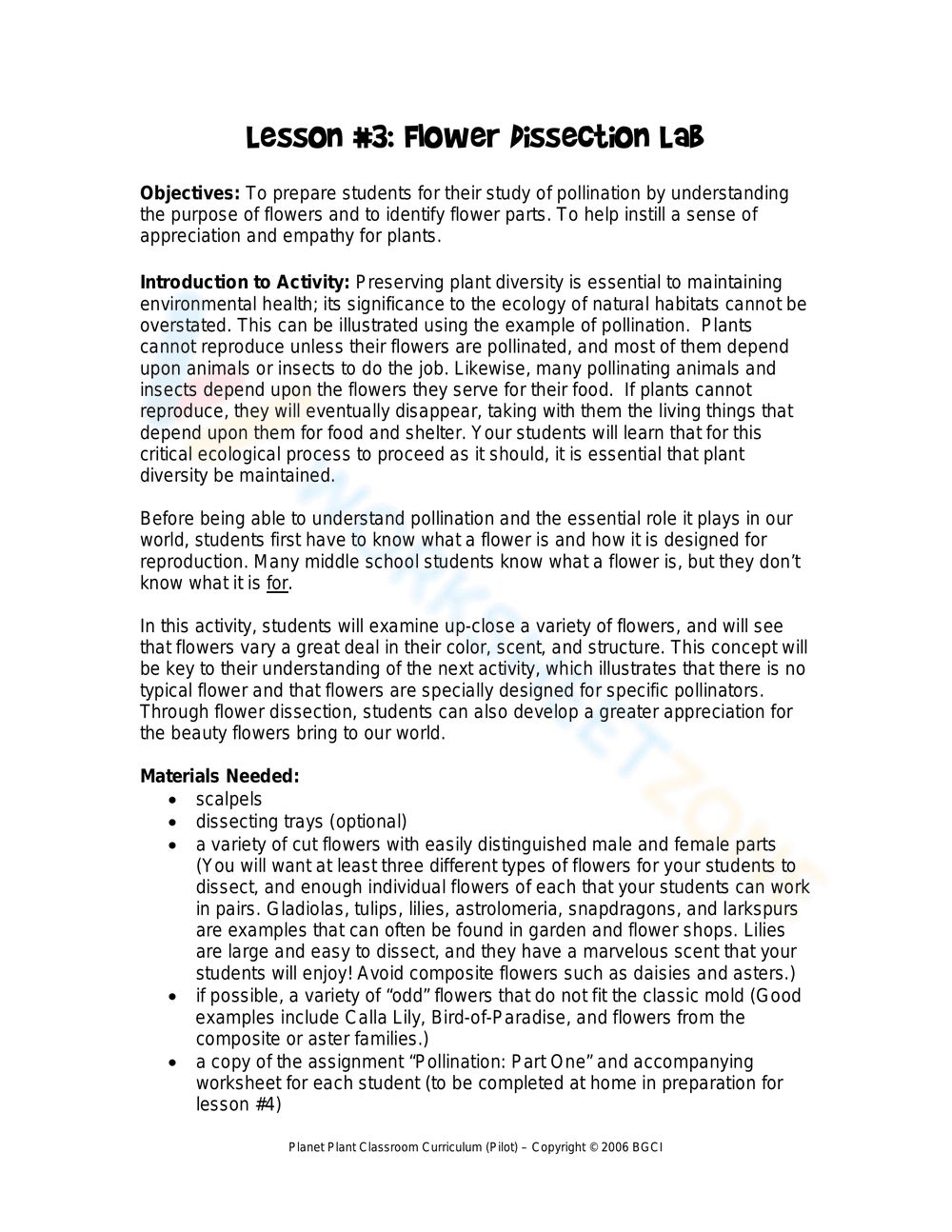 Flower Dissection Lab: Botany Worksheet - Page 1