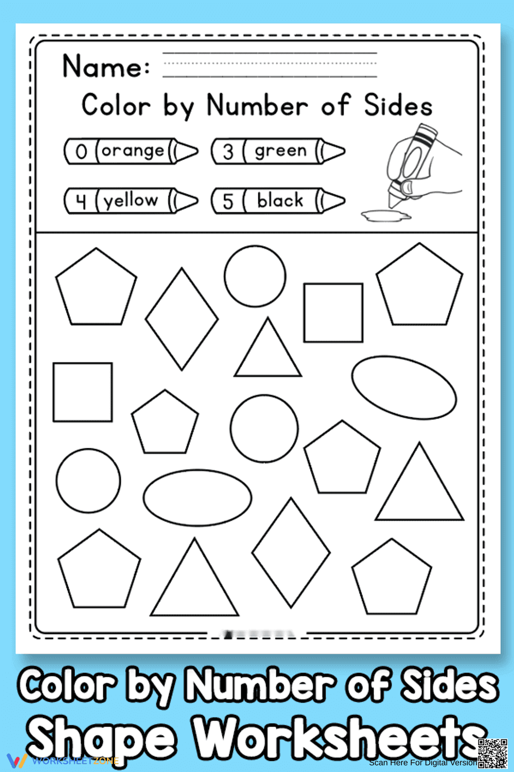 Color by Number of Sides Worksheet - Page 1