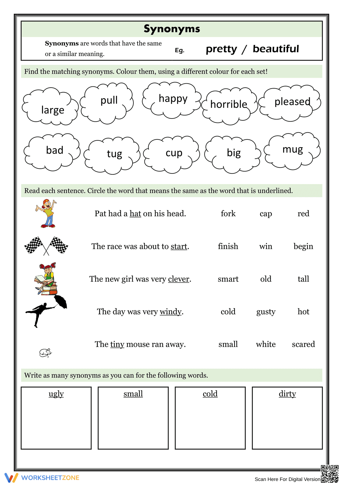 Printable Synonyms Worksheet | Grade 2 Grammar - Page 1