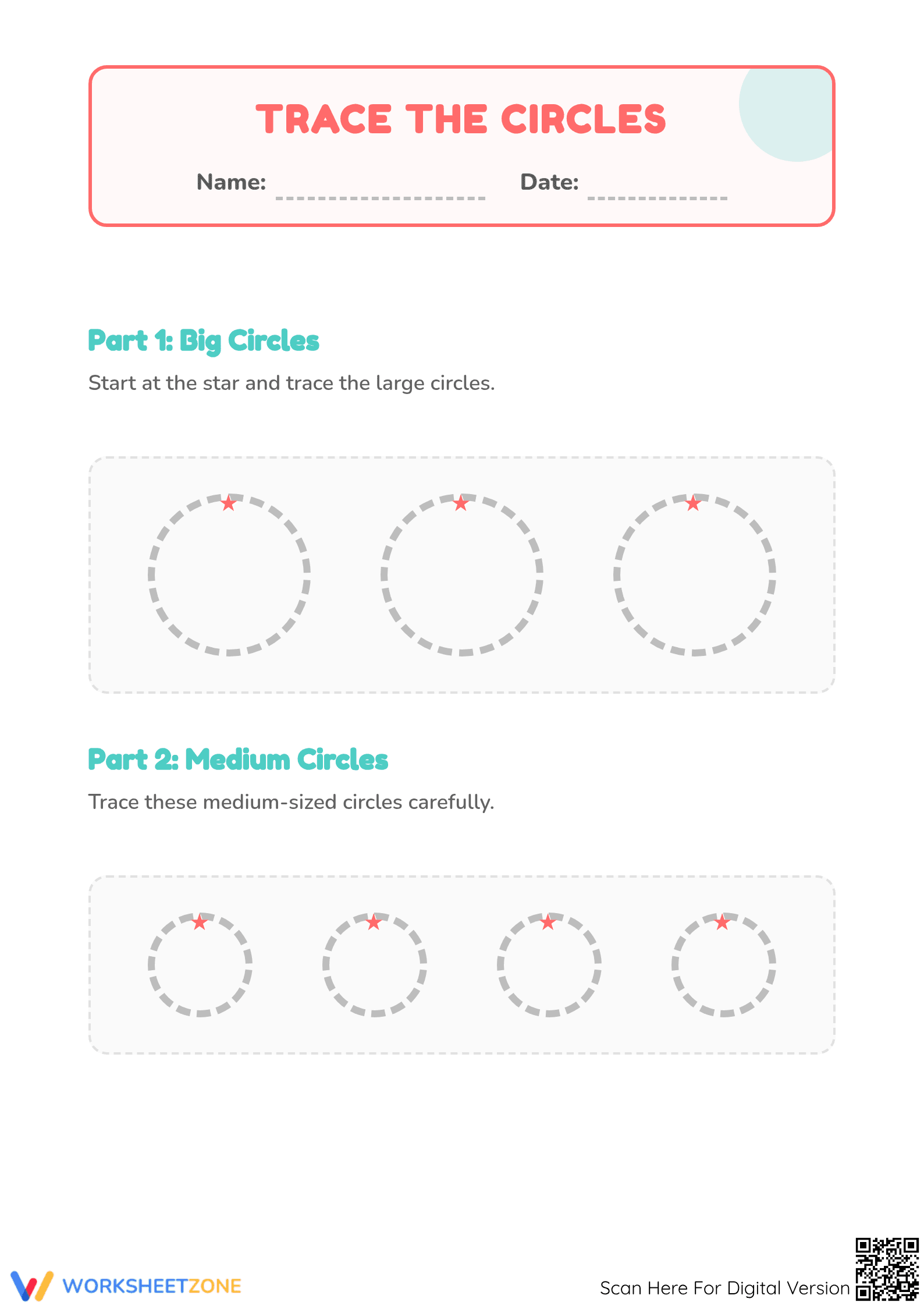 Preschool Trace the Circles — Printable No-Prep Worksheet - Page 1