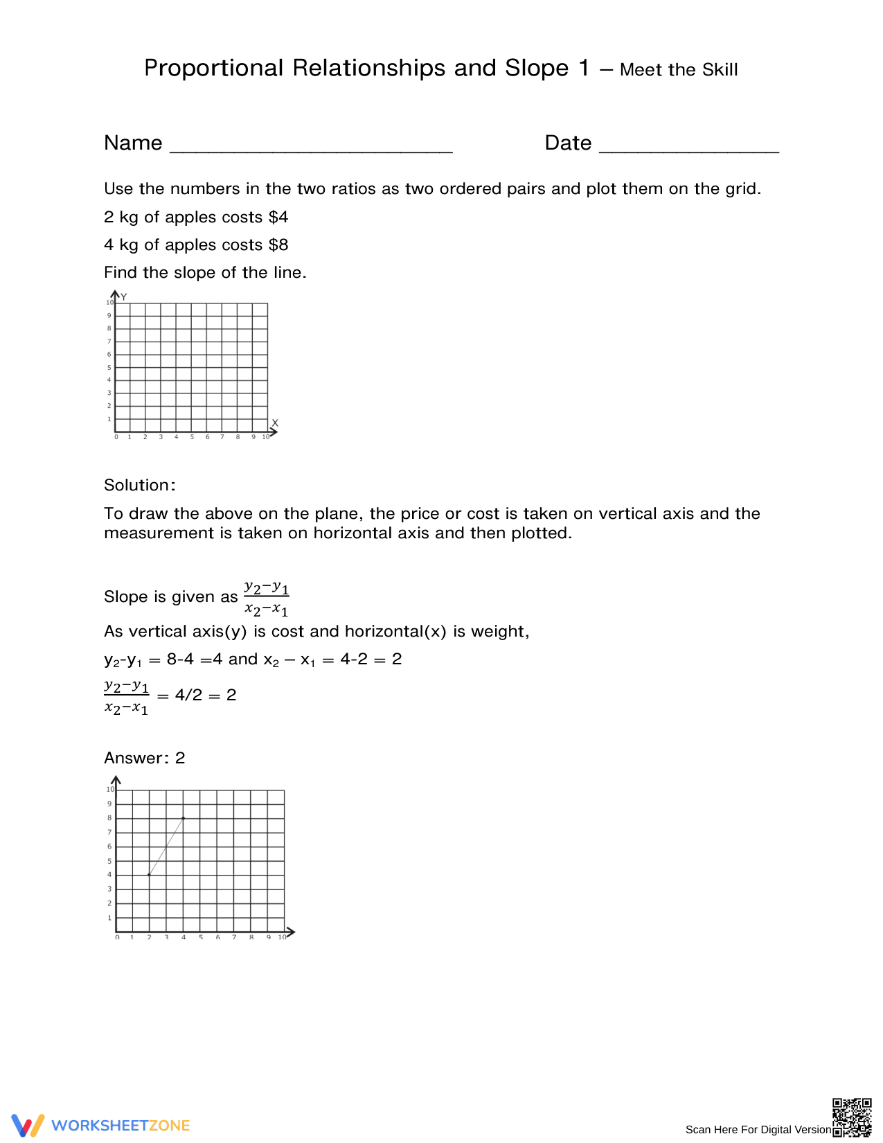 Proportional Relationships and Slope Worksheet - Page 1