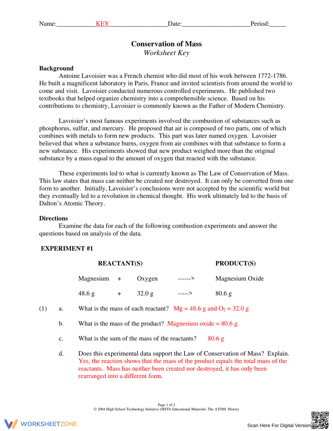 Conservation of Mass Practice Problems - Page 1