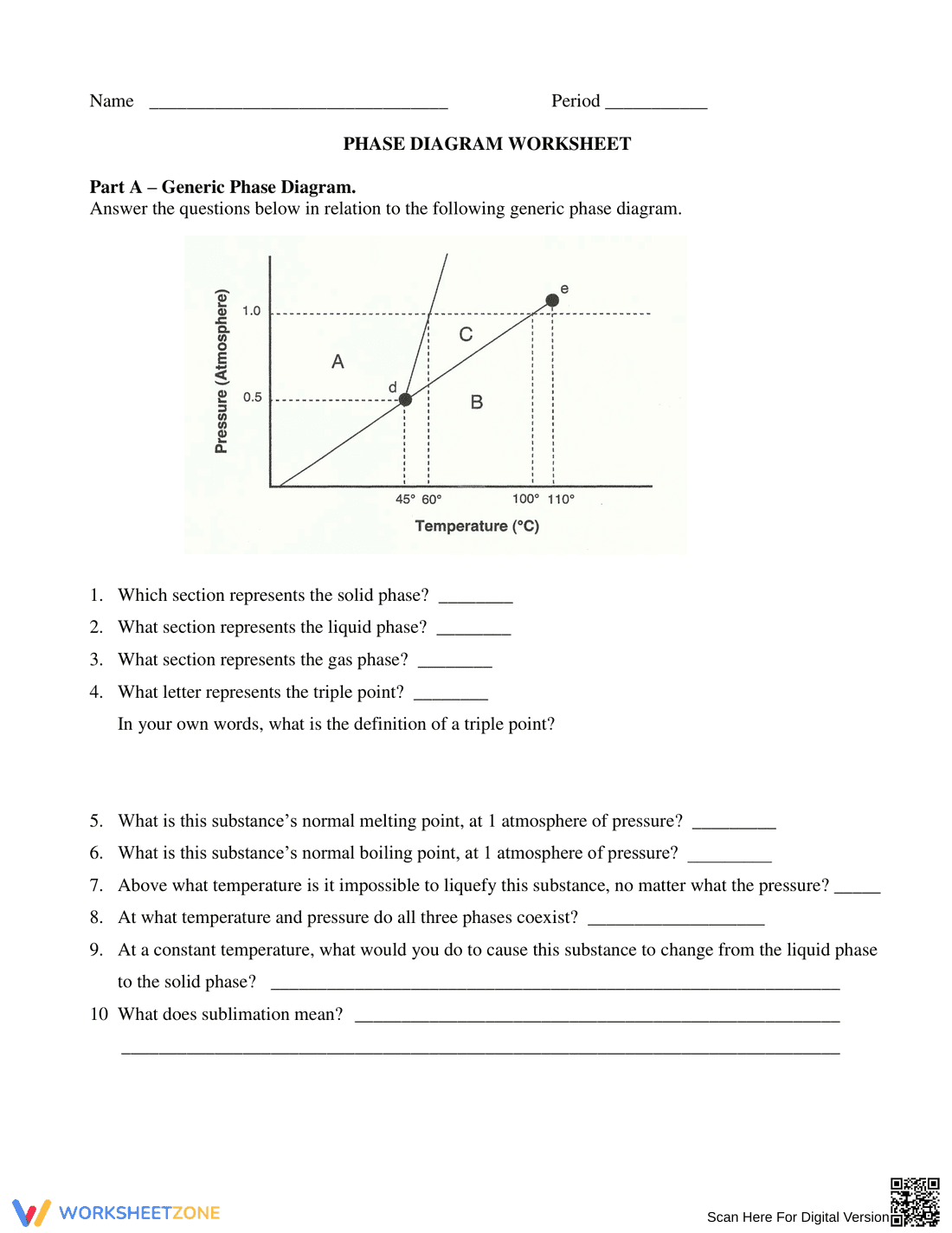 Phase Diagram Worksheet: Chemistry - Page 1